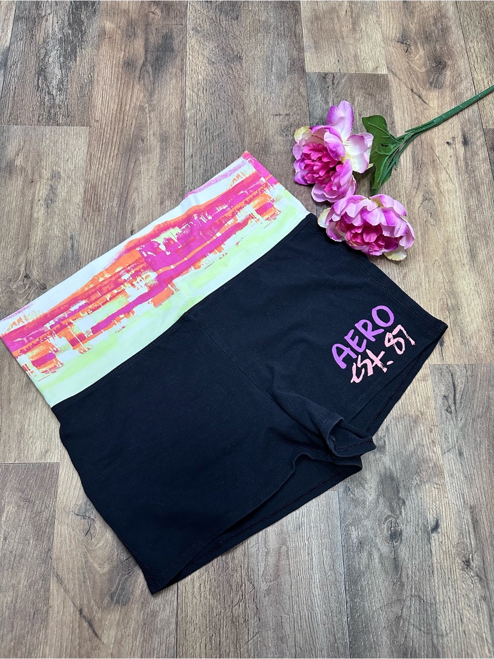 Y2K Aero 87 Black Bike Shorts with Colorblock Neon Waistband